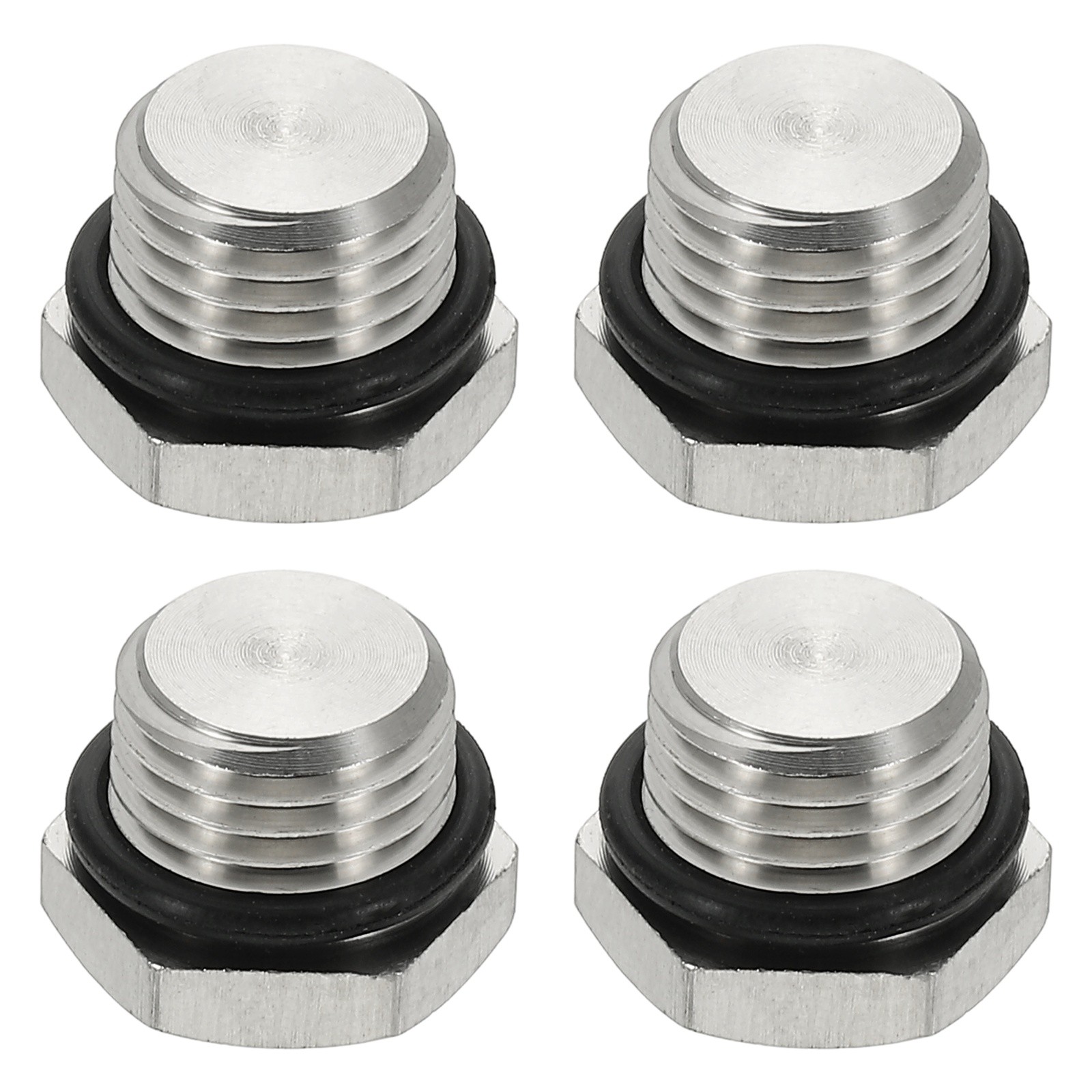 4Pcs NPT Pipe Plug Fitting 304 Stainless Steel NPT1/4 with Sealing Rubber Ring