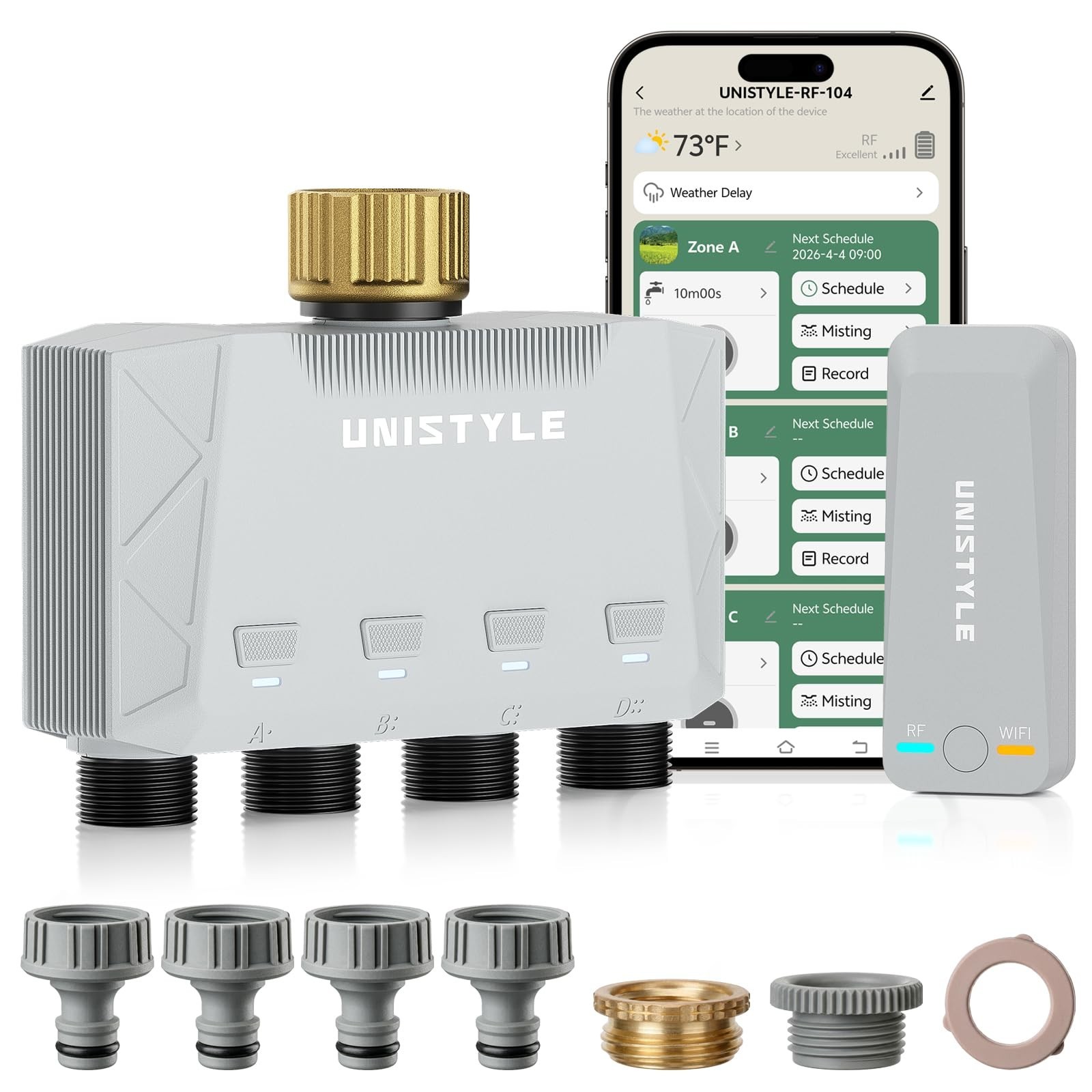 1700FT WiFi 4 Zone Garden Hose Timer, Smart Sprinkler Controller, Alexa/Google C