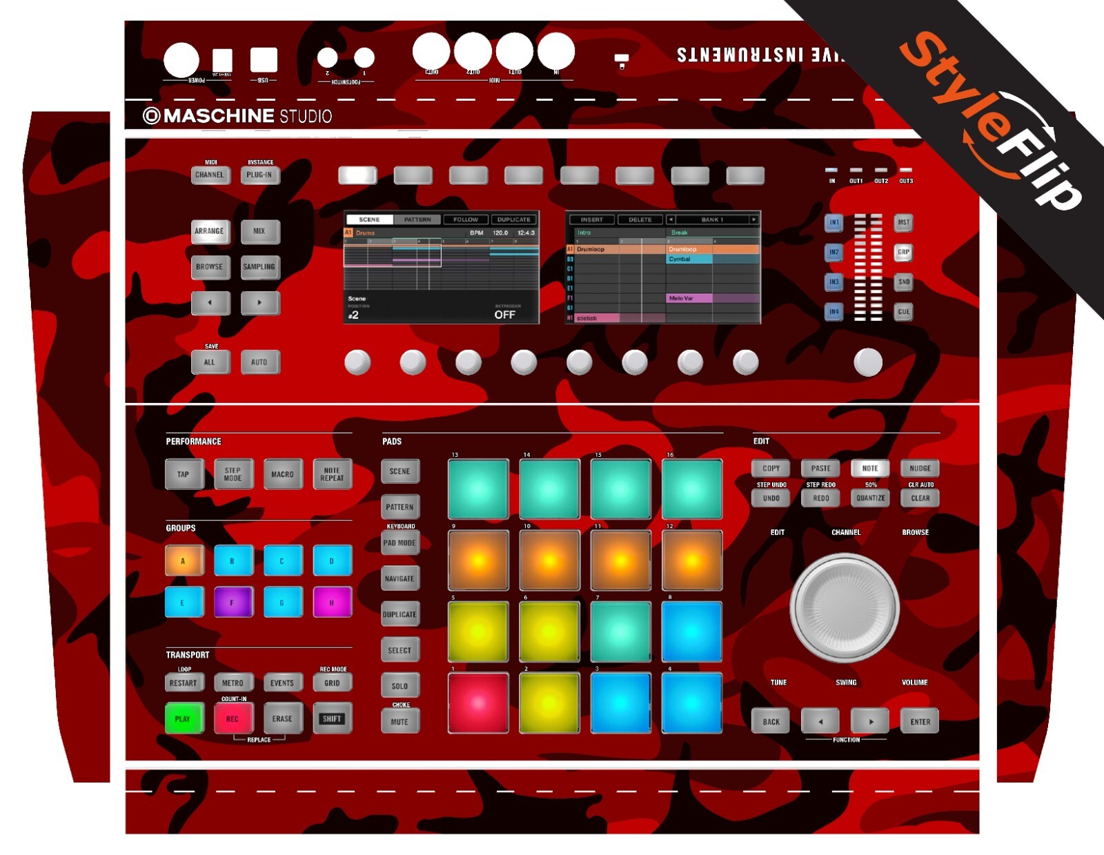 Native Instuments Studio | Red Camo | Protective Decal | StyleFlip Skins