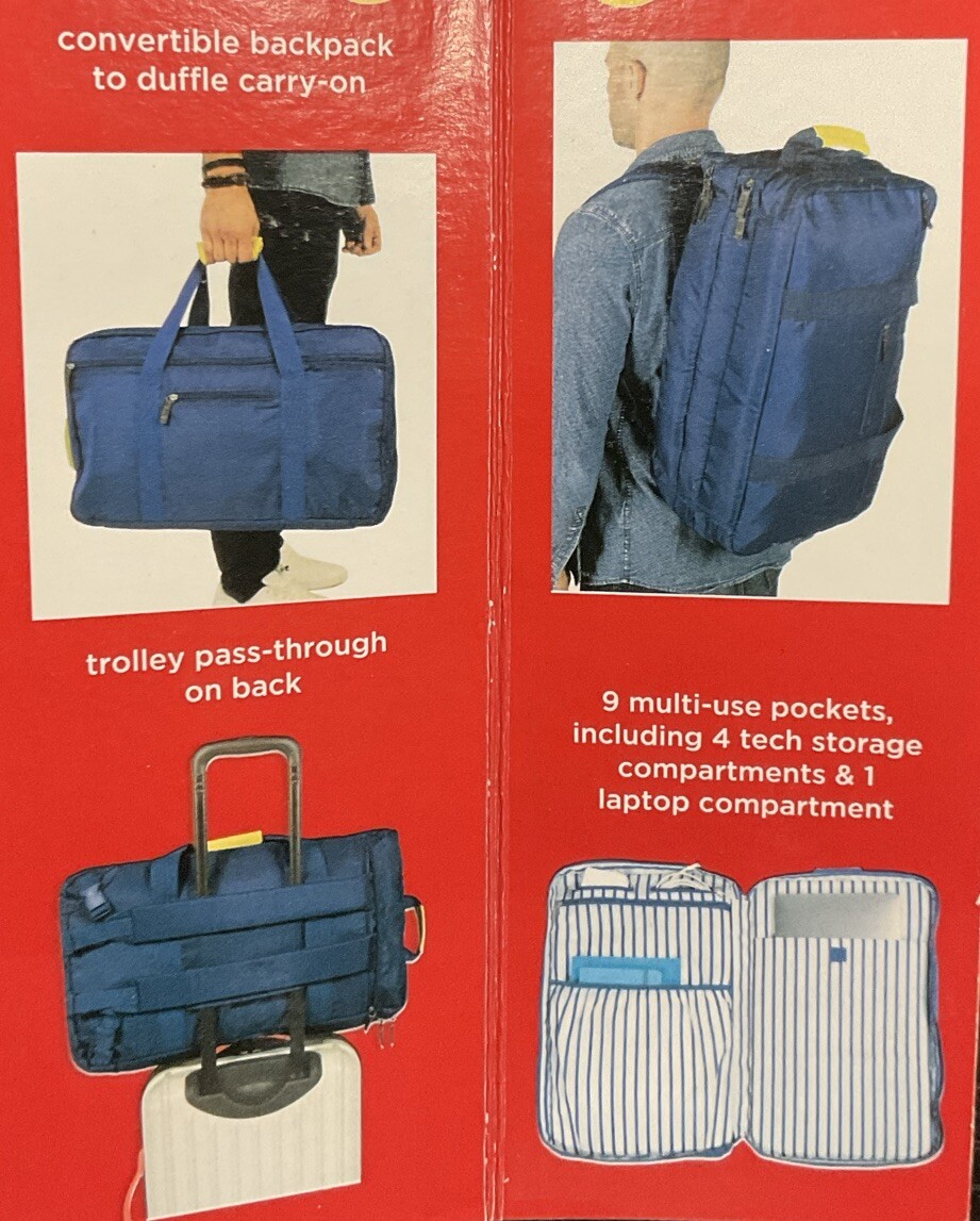 ⚡️Love Taza 2-in-1 Travel Carry On Duffel Bag Backpack - Navy