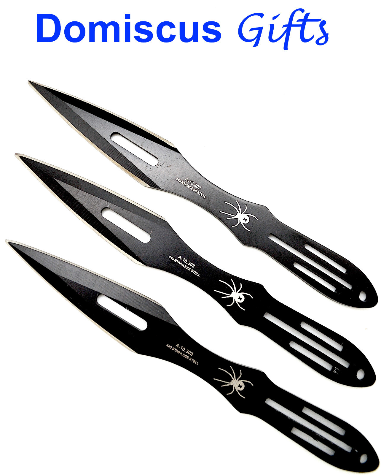 6 1/2" NEW 3 Pc AEROBLADES Black WIDOW THROWING KNIVES Throw Knife Blades Set