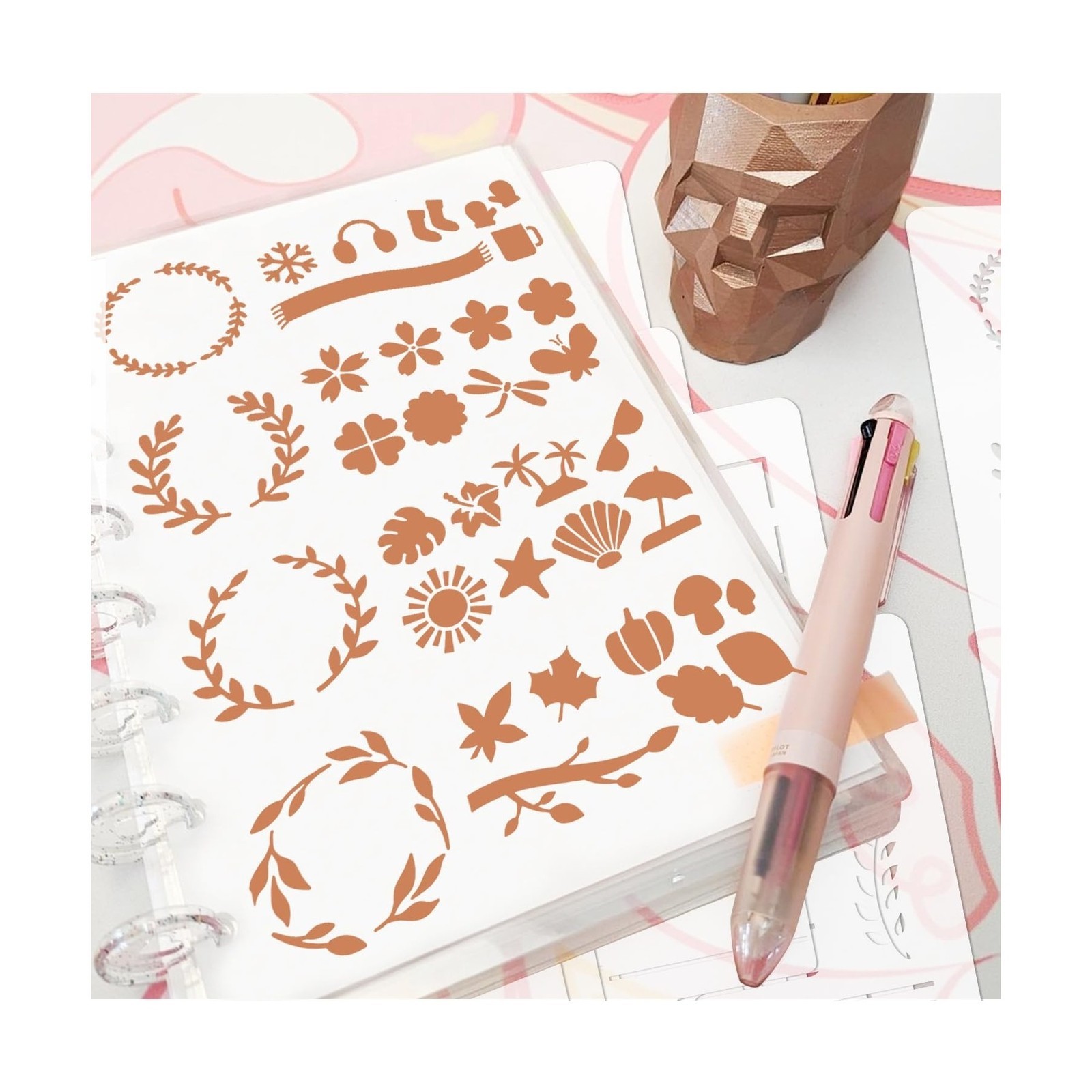 16 PCS Journal Stencils Planner Stencils for Bullet Junk Journal Notebook Dia...