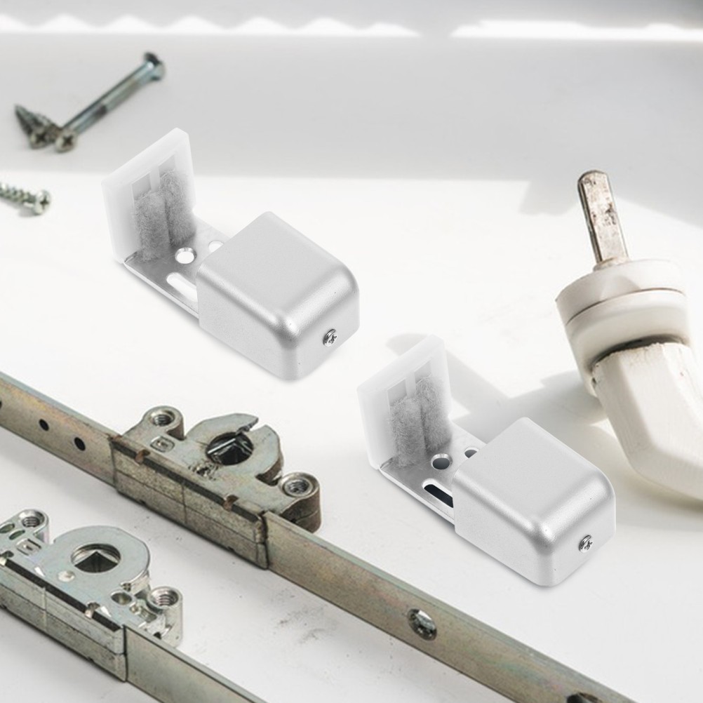 Sliding Glass Door Guide 2Pcs Automatic Door Bottom Guide Silver Iron