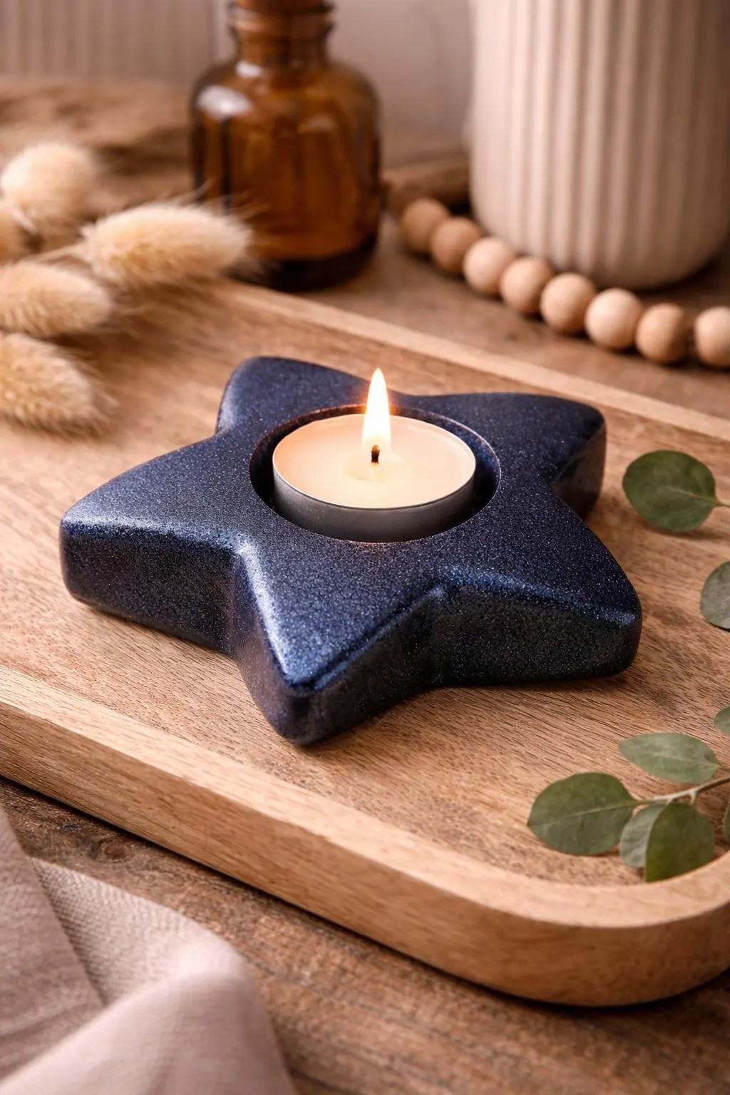 Handmade Concrete Star Tealight Holder | Americana Table Decor, Patriotic Center