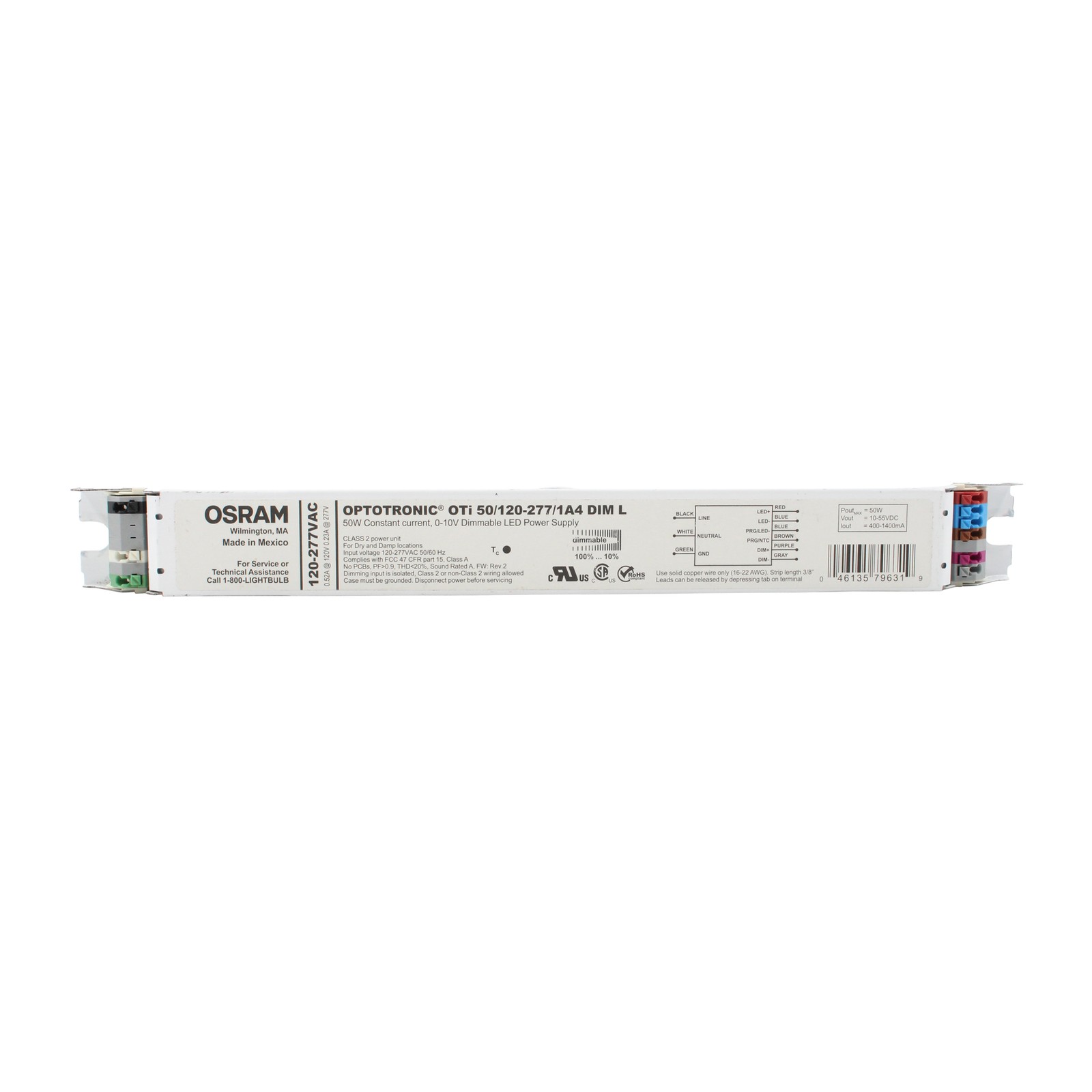 OSRAM OTI50/120-277/1A4-DIM-L DIMMABLE LED DRIVER, 50W, 10-55VDC, 120/277V