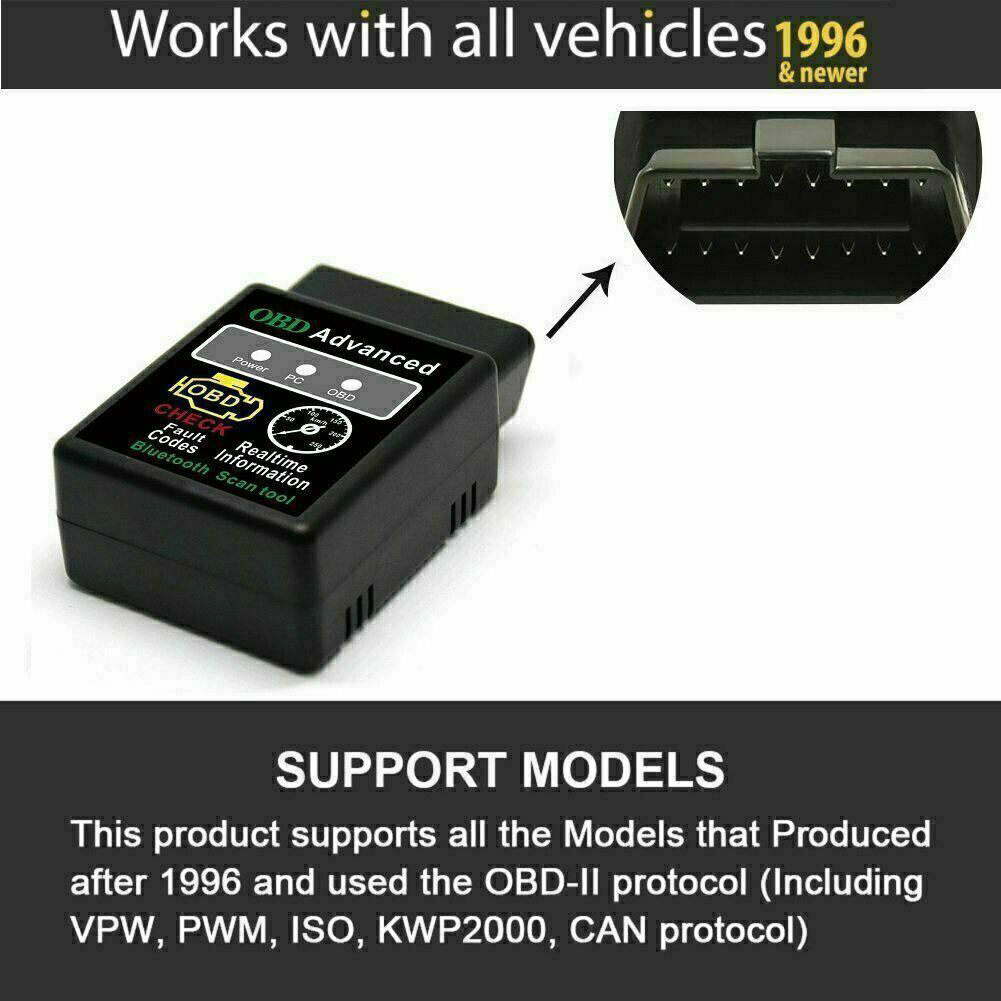US 1-2 Pack OBD2 Code Scanner Mini ELM327 V2.1 Bluetooth OBDII Diagnostic Tool