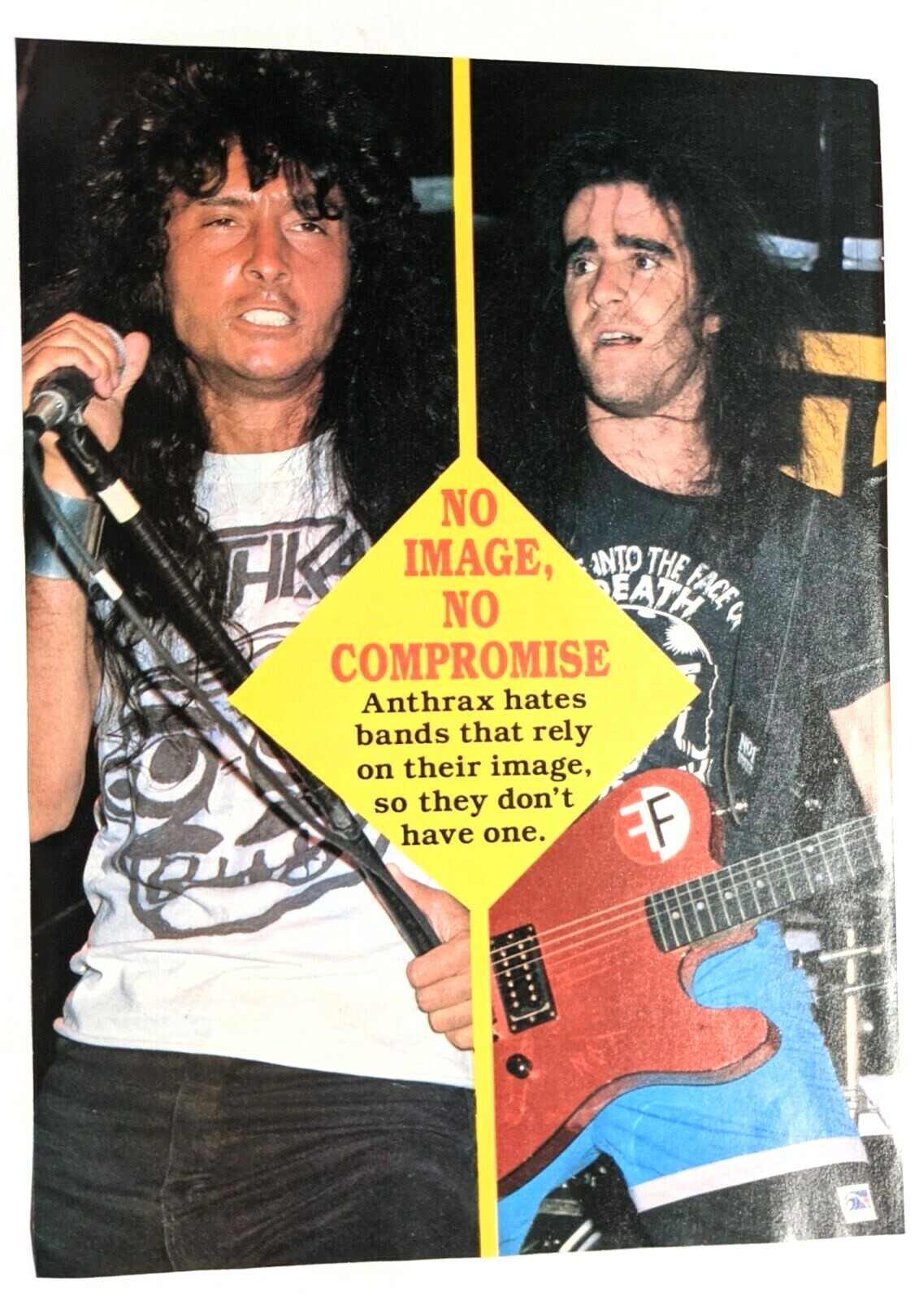 ANTHRAX / JOEY BELLADONNA & SCOTT LIVE MAGAZINE FULL PAGE PINUP POSTER CLIPPING
