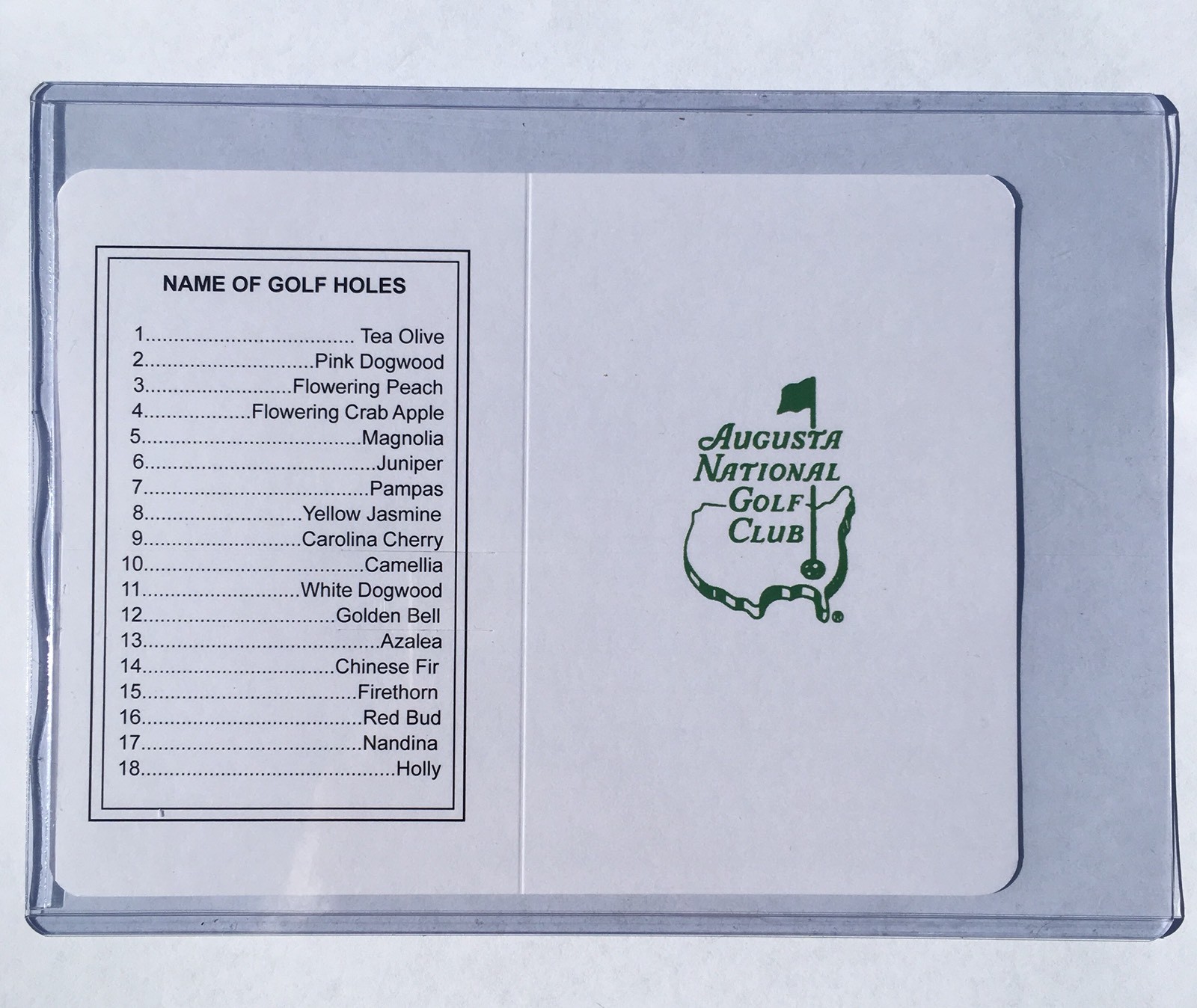 5 Augusta National Golf Club Course Scorecards UNSIGNED MASTERS Golf Card