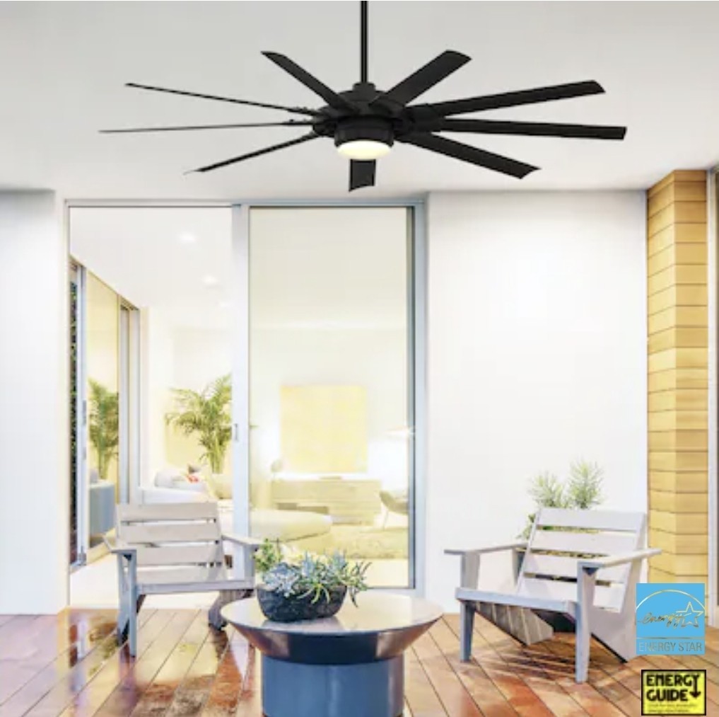 Fanimation Slinger v2 72-in Ceiling Fan with LED Light and Remote Control -Black