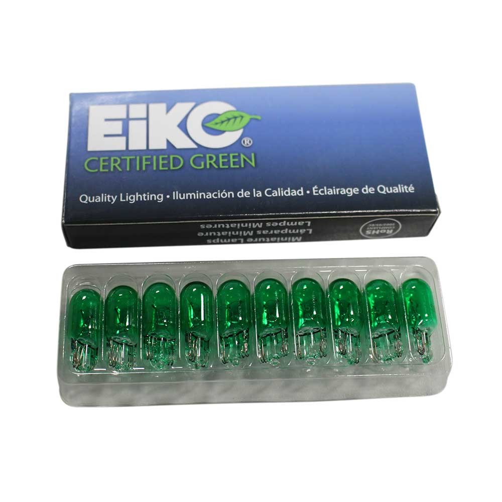 Pinball Machine Mini Light Bulb Lamp - #555 - Green - Set of 10