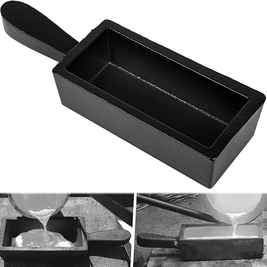 100oz Cast Iron Loaf Bar Ingot Mold With Handle Melting Gold Silver Copper Scrap