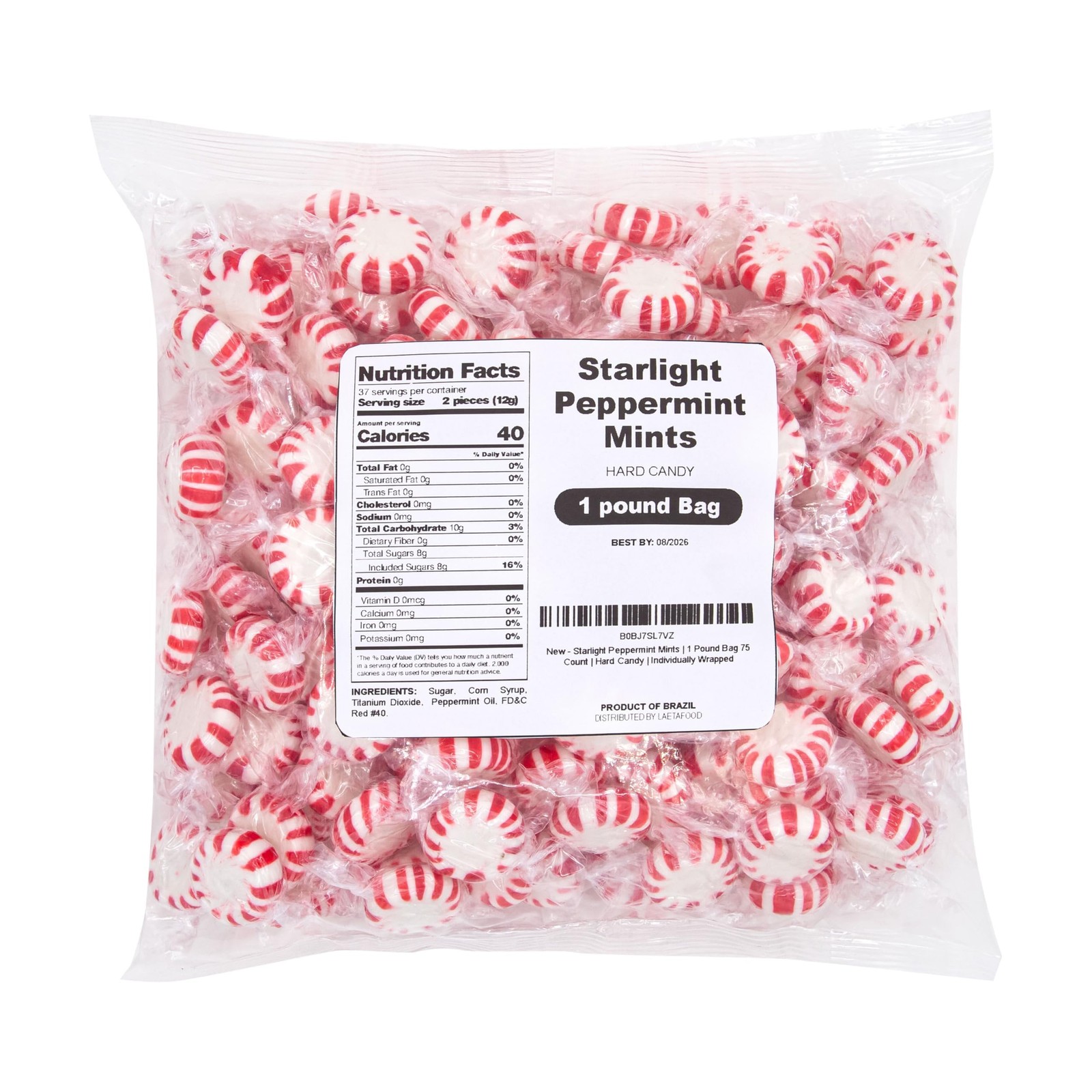 Starlight Mints, Peppermint Hard Candy Individually Wrapped, 1 Lb Bag | After Di