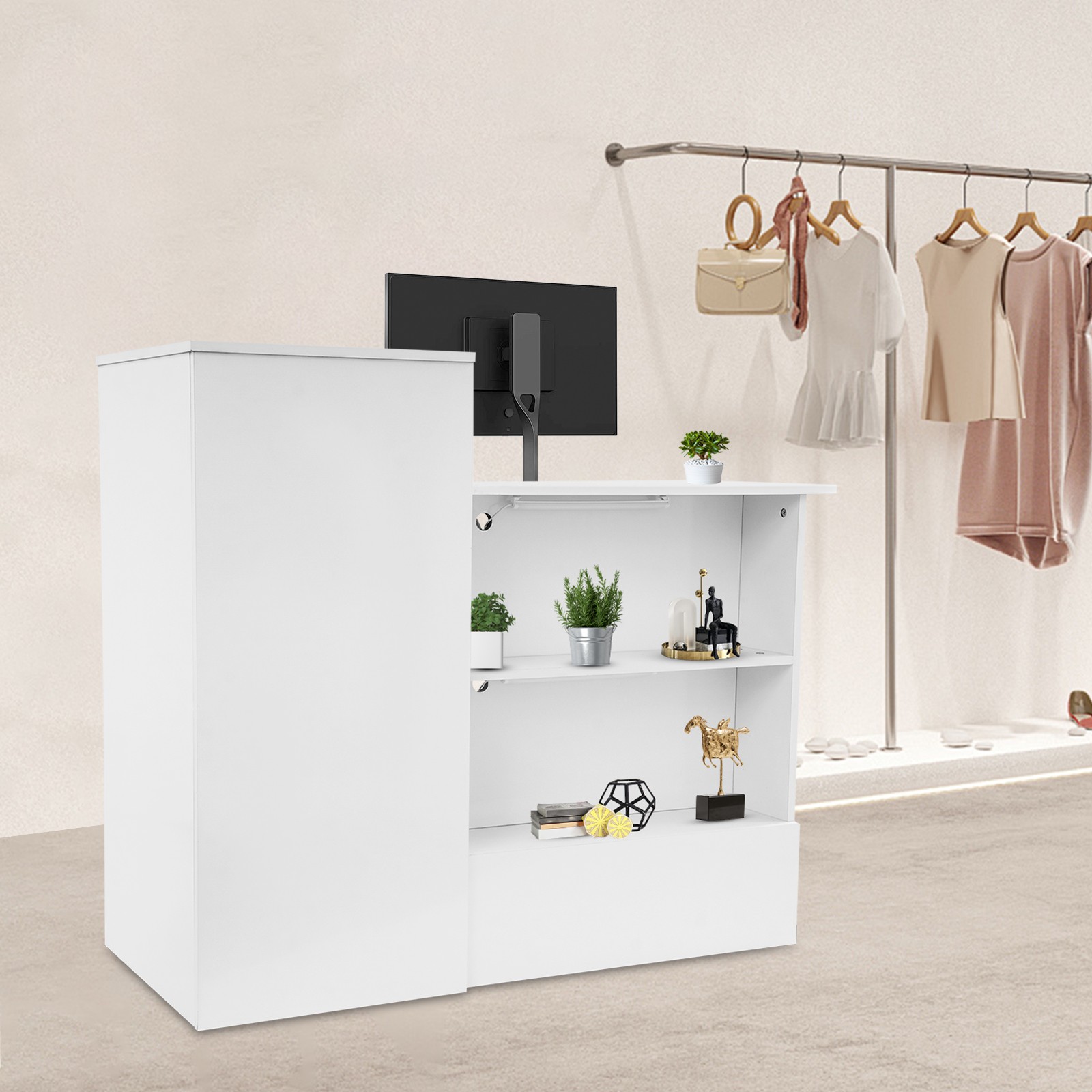 Modern Reception Desk,Reception Counter,Modern Reception Desk w/Lockable Drawer