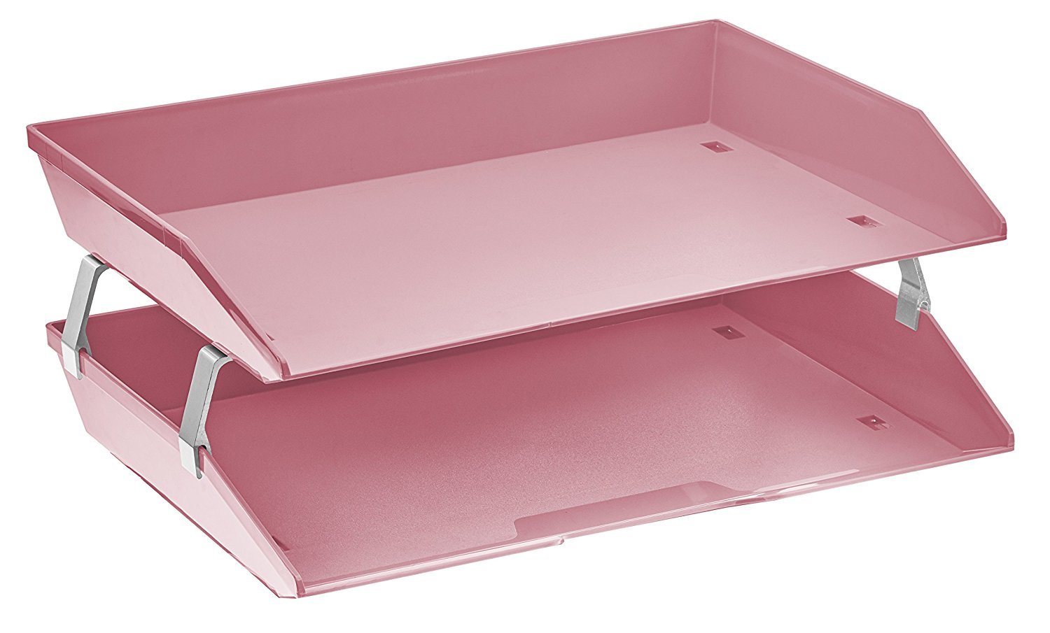 Acrimet Facility 2 Tiers Double Letter Tray Solid Pink Color