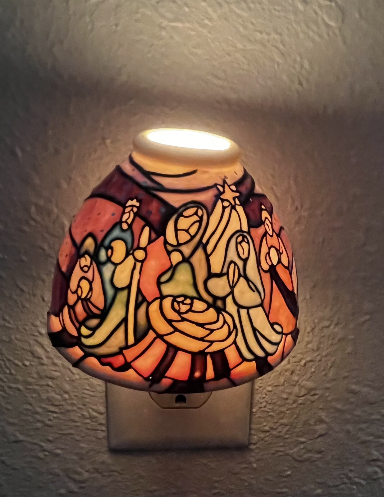 Nativity Scene Night Light Faux Stained Glass Russ Berrie Christmas/Holidays