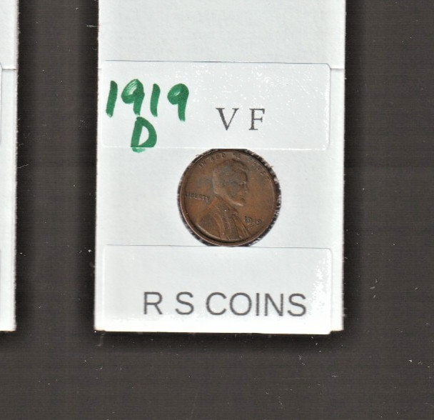 1919 D   VERY FINE   LINCOLN  CENT   VERY FINE  1919D / RS COINS #53J  FREE SHIP