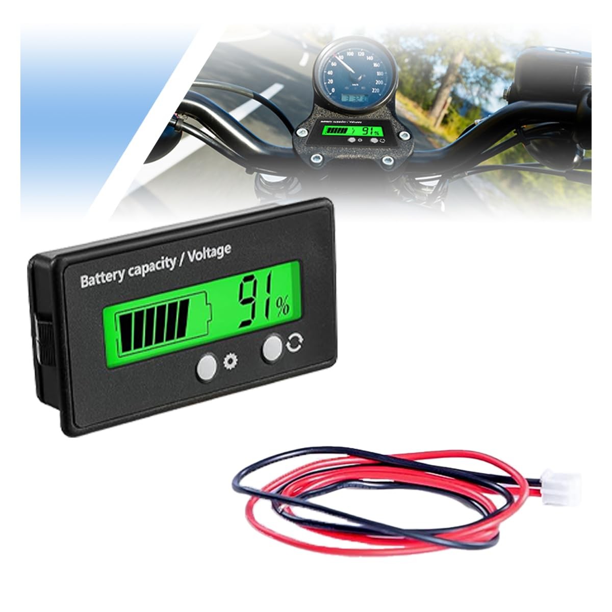 12V 24V 48V 60V 72V 84V Golf Cart Battery Capacity Voltage Monitor with Alarm...