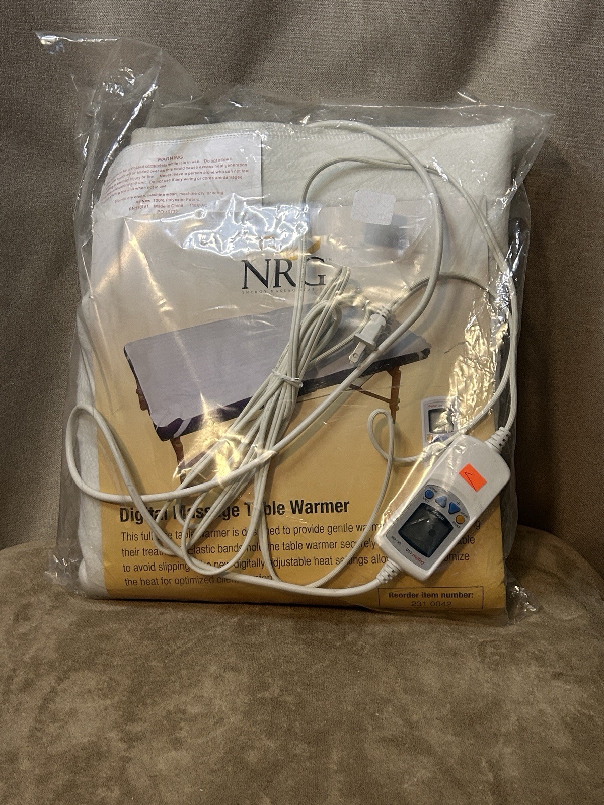 NRG Digital Massage Table Warmer, Adjustable Heat, Bands To Secure To Table