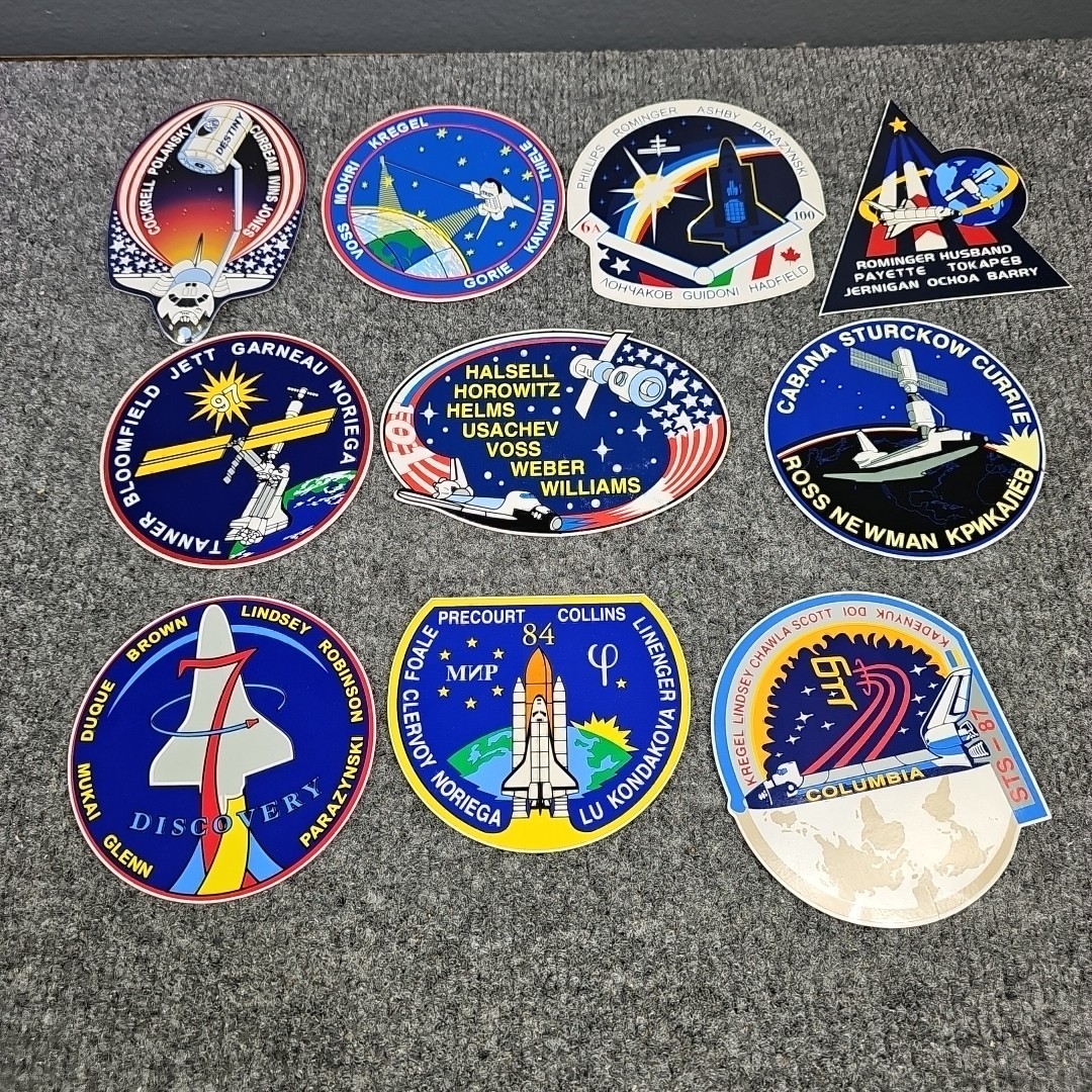 Lot of NASA Mission Stickers Space Shuttle Patch Program Logos Challenger Lab