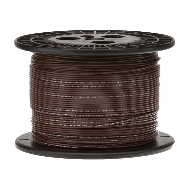 26 AWG Stranded Hook Up Wire, Brown, 250 ft, 0.039" Dia, UL1061, 300V