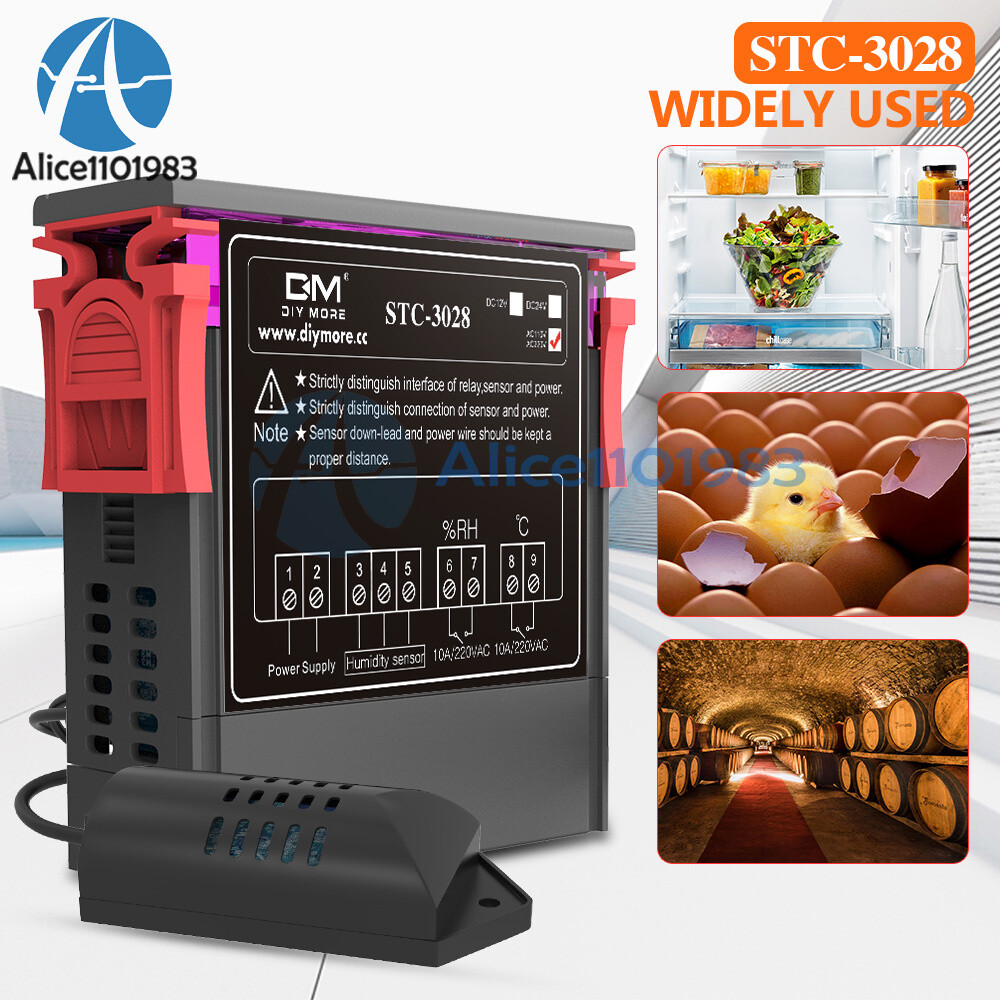 STC-3028 AC110-220V Digital Dual LCD Temperature Humidity Controller Thermostat