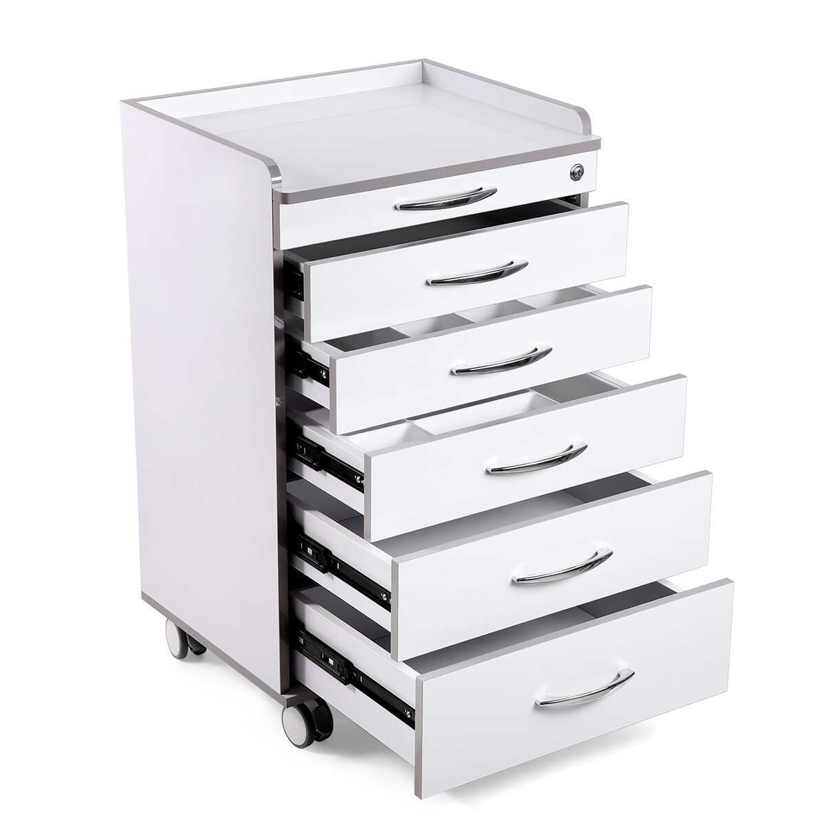 5 Drawers Dental Medical Storage Cabinet Mobile Rolling Utility Storage Cart