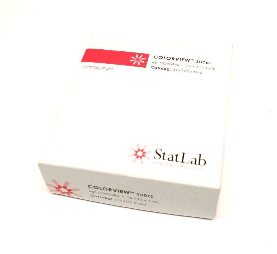 StatLab 315G Colorview Micro Slides, 45 Deg Corners, 75x25x1mm, Green, 1/2 Gross