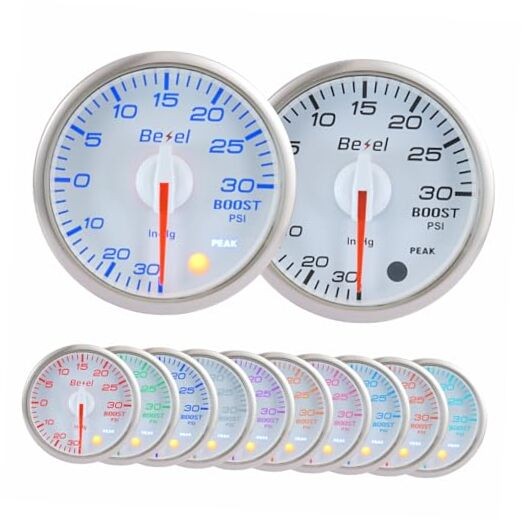 Boost Gauge Kit -30inHg~30Psi White Indash Brushless Series 2-1/16'' (52mm)