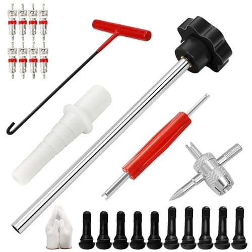 23PCS Tire Valve Stem Tool，Quick Change Valve Installer Kit with Black
