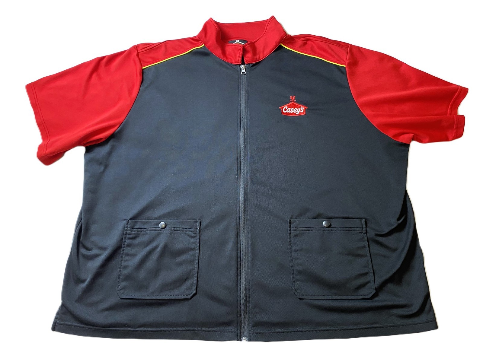 Casey's - Men's 3XL Employee Worker Full Zip Pocketed Short Sleeve Shirt