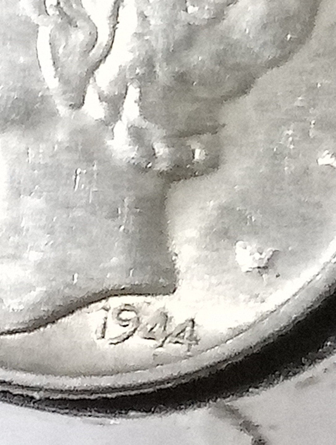 1944 S Mercury Dime Error "In Cod We Trust " Full Bands