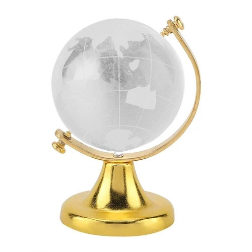 Mini World Globe, Rotatable Crystal World Globe with Stand Glass Earth
