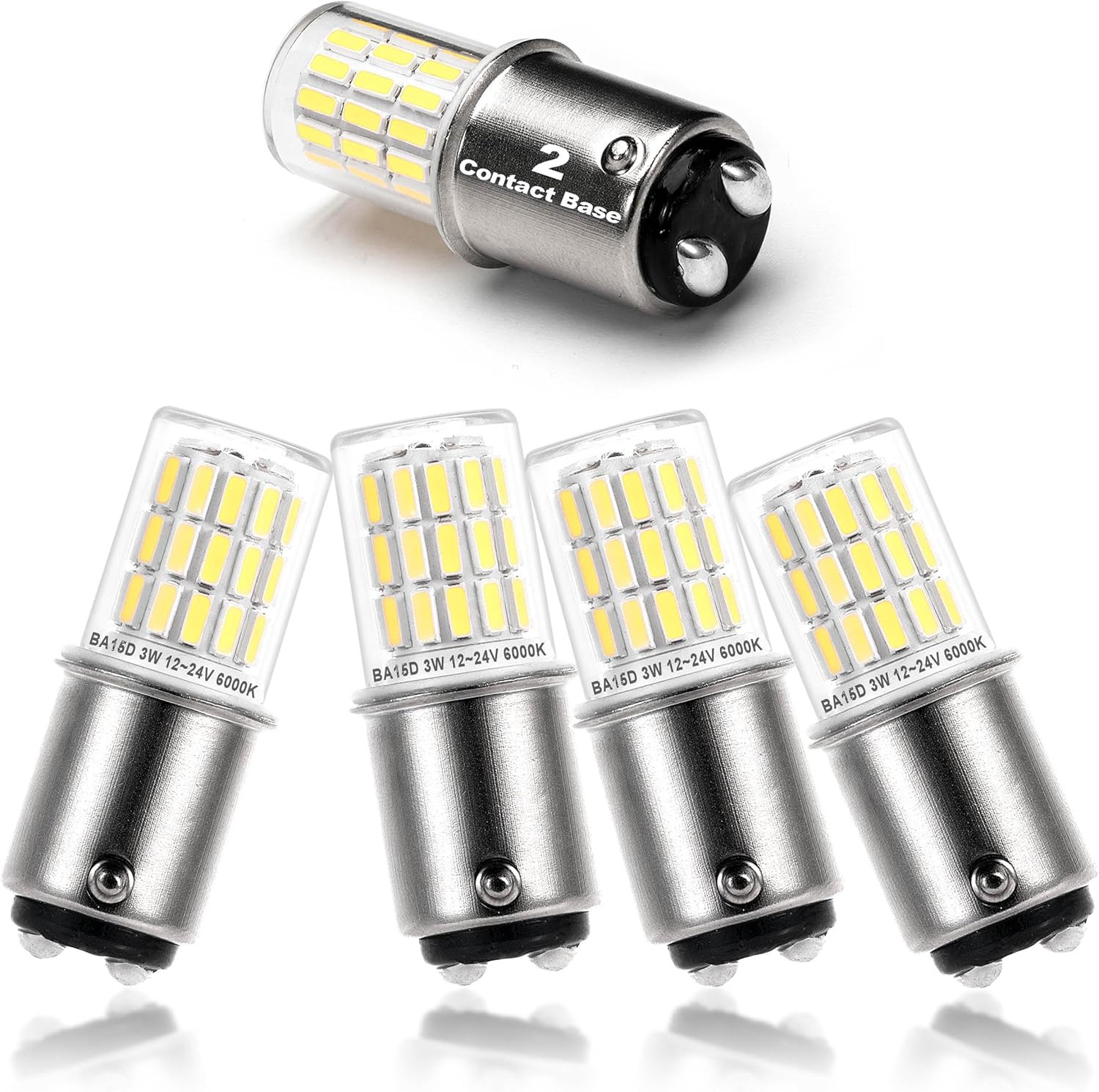 12V BA15D LED RV Camper Interior Light Bulbs,1076 1142 1176 S8 3W 6000K Daylight