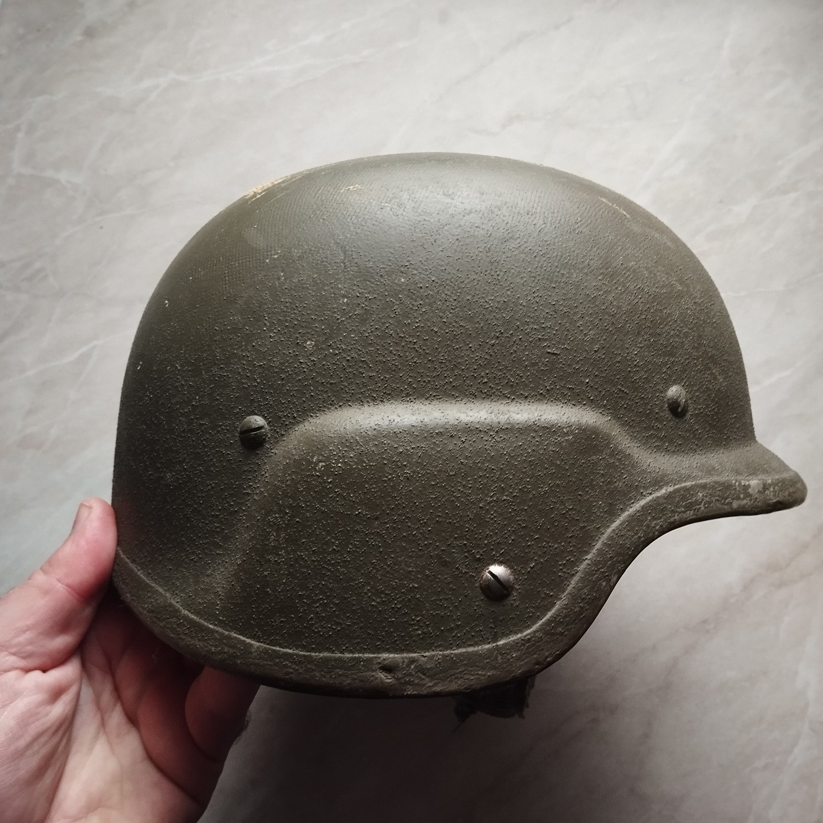 Cold War M-2 Albanian Army Military Helmet With Liner And Chinstrap Cover Used