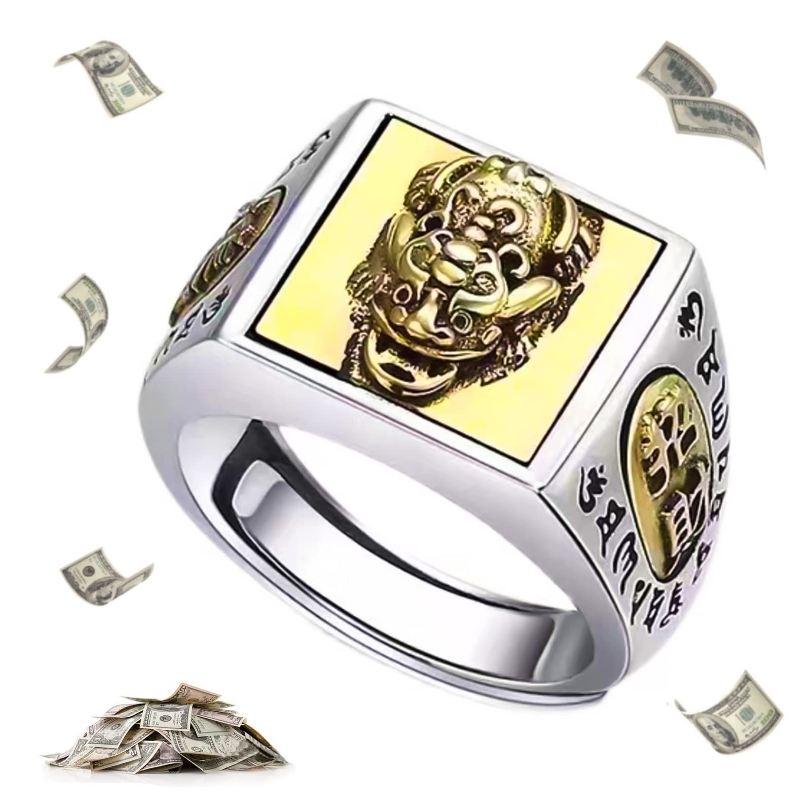 HETICA Feng Shui Pixiu Mantra Anillo, Adjustable Wealth Protection