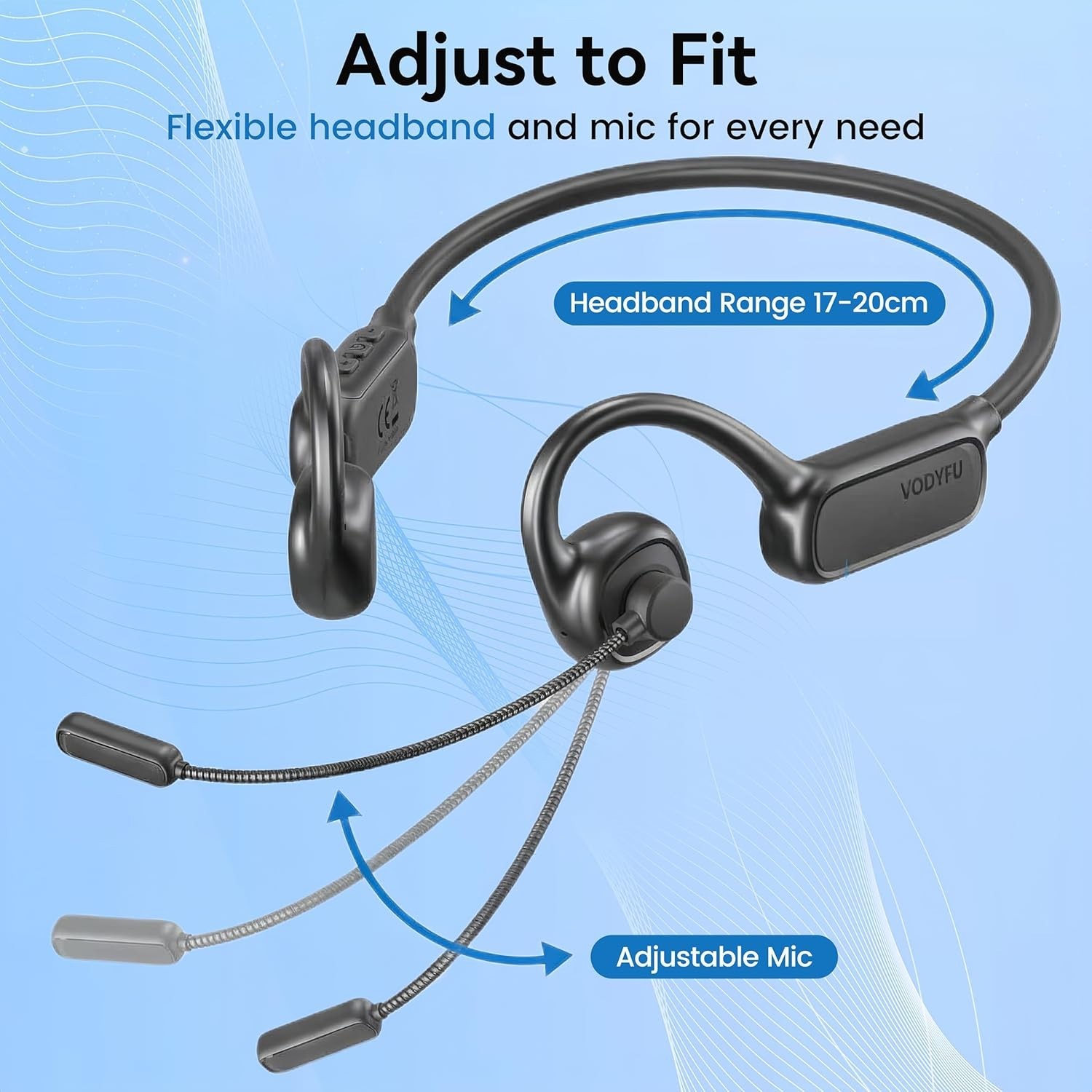 Noise Cancelling Wireless Headset - 5.4 Bluetooth, 20H Talk Time, Ideal for Work
