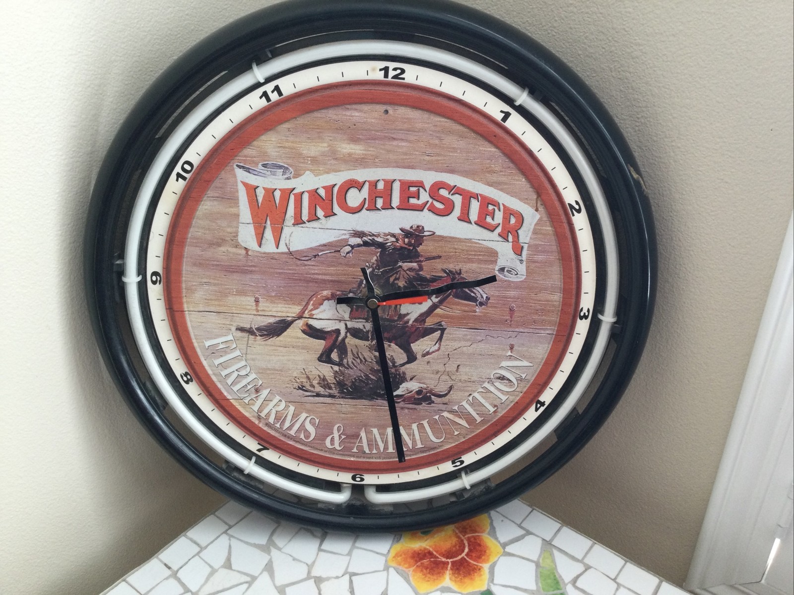 Winchester Forearms & Ammunition Wall Clock. 15” Around.