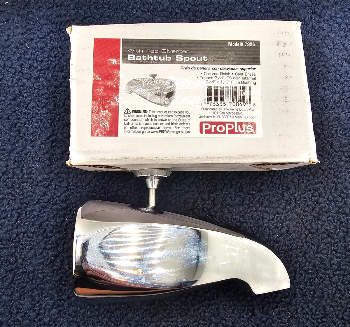 ProPlus 7926: Bathtub Spout Chrome Finish, Cast Brass 3/4" IPS