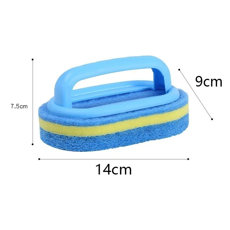 Household Cleaning Brush with Handle Kitchen Bathroom Scrubbing Sponge Tool