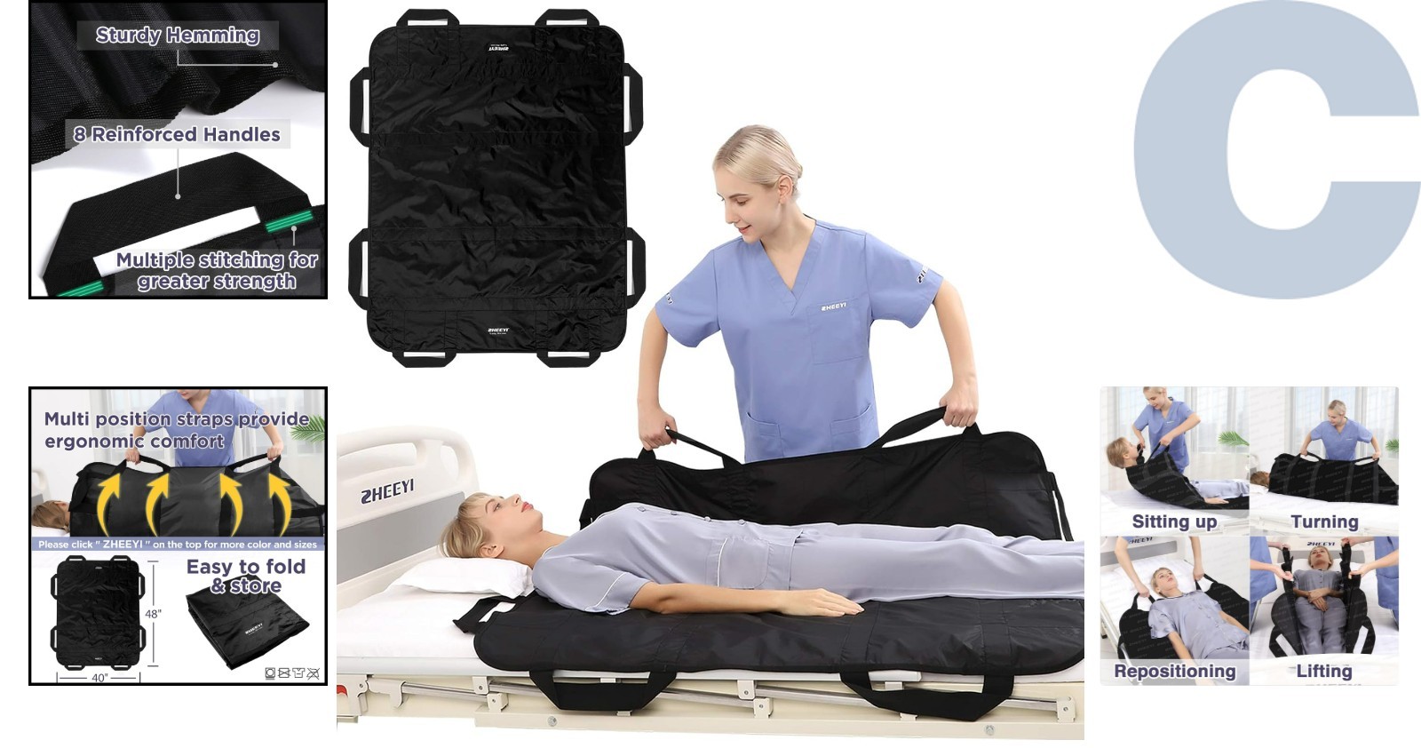 Machine-Washable Patient Positioning Blanket - 48" x 40" for Elderly Assistance