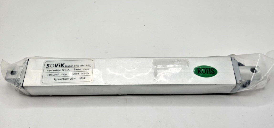 SOViK S100-100-12-25 4" Stroke Micro Linear Actuator 12V DC 100mm Stroke