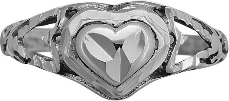 Diamond Cut Intricate Hearts Ring
