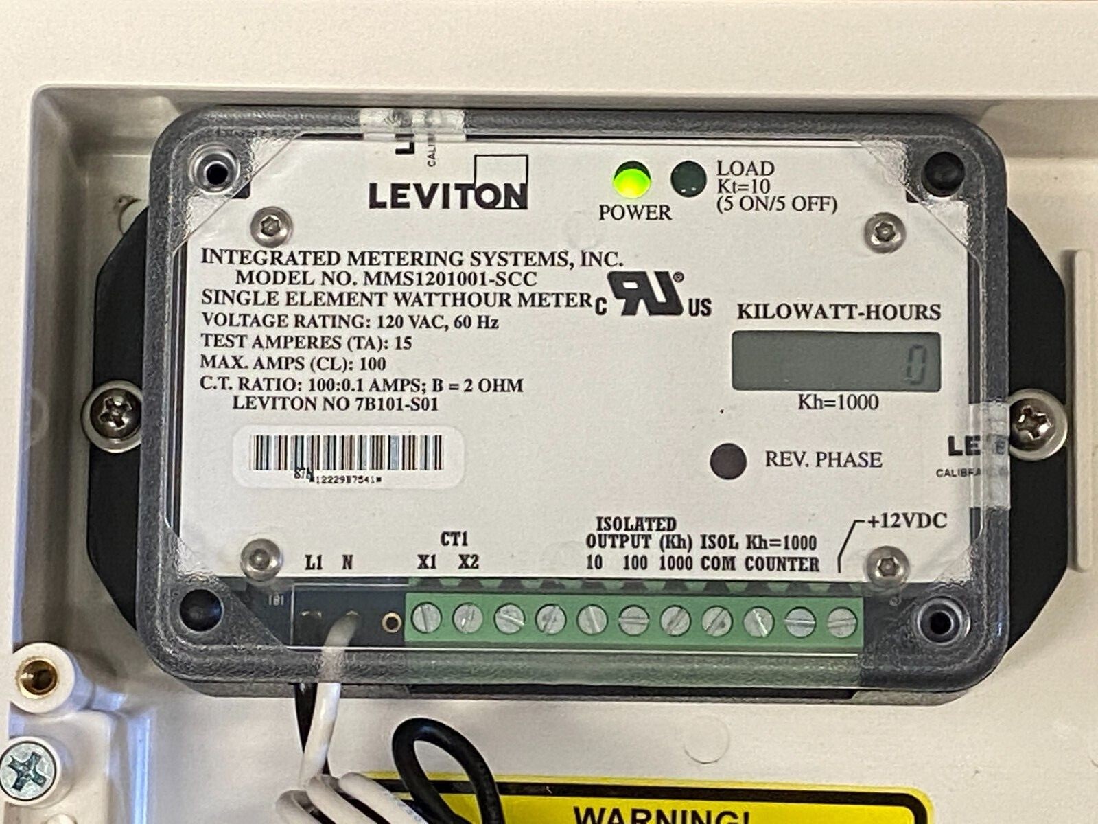 Leviton 6F101-C01 Single Element Sub-Meter in Flush Mount Enclosure, 1P/2W, 100A