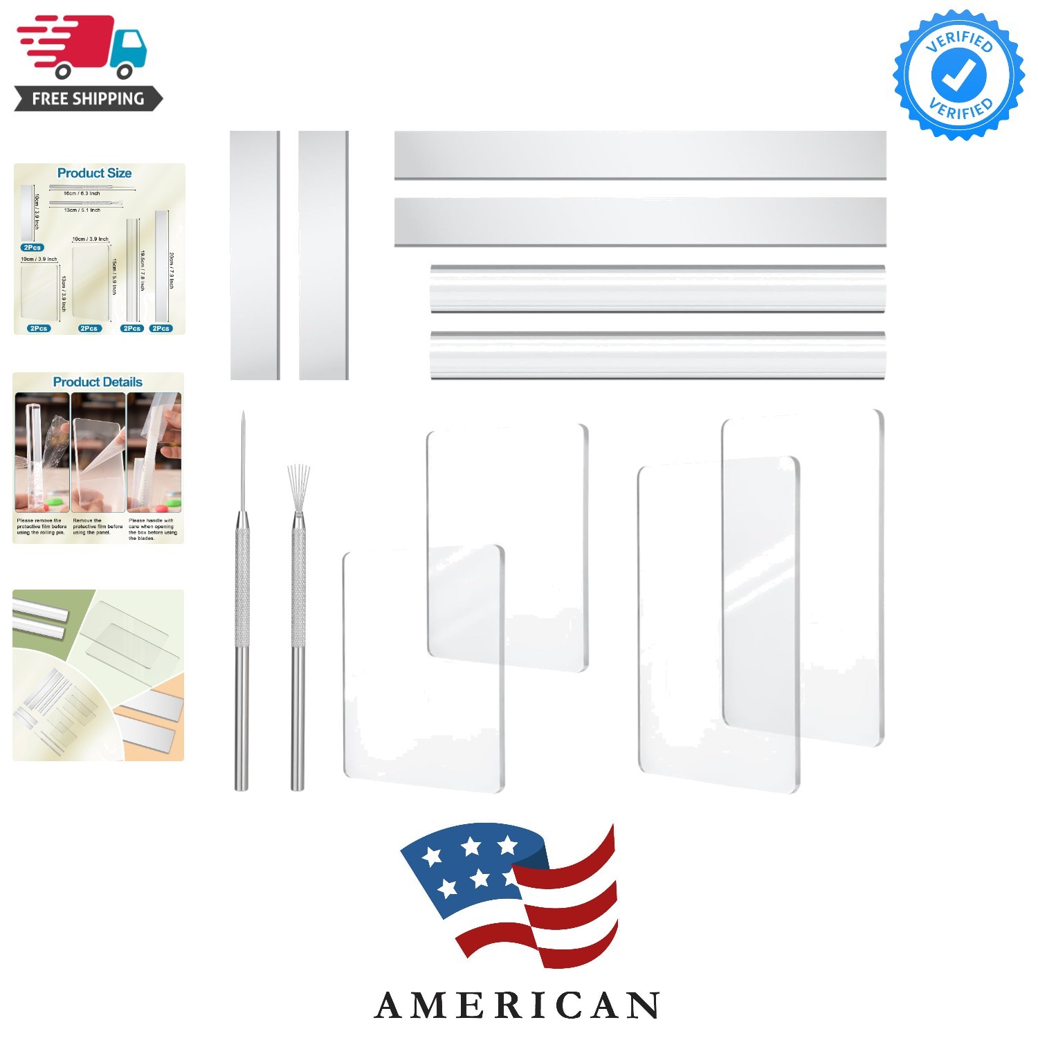 Clay Tools Kit, 12 PCS Polymer Clay Cutter Tools, Rectangle Shape Acrylic Pre...