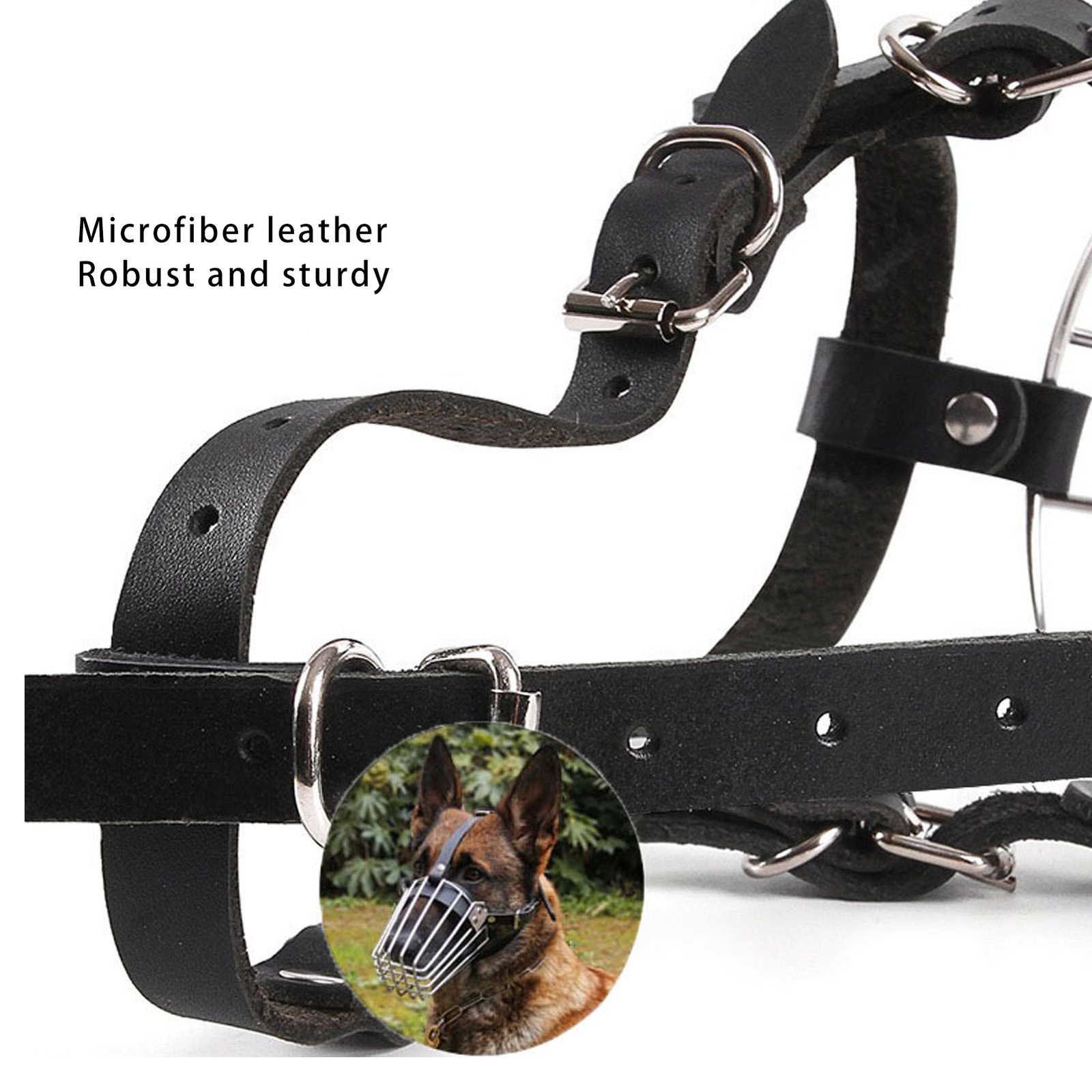 Dog Muzzle Adjustable Breathable Design Prevent Biting For Medium Dogs Stainless