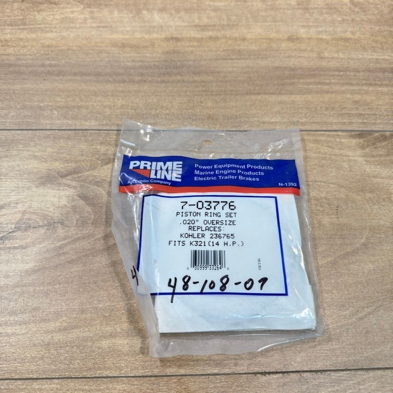 New PRIME-LINE PISTON RING SET / .020" OVER / Replaces KOHLER 236765 48-108-07