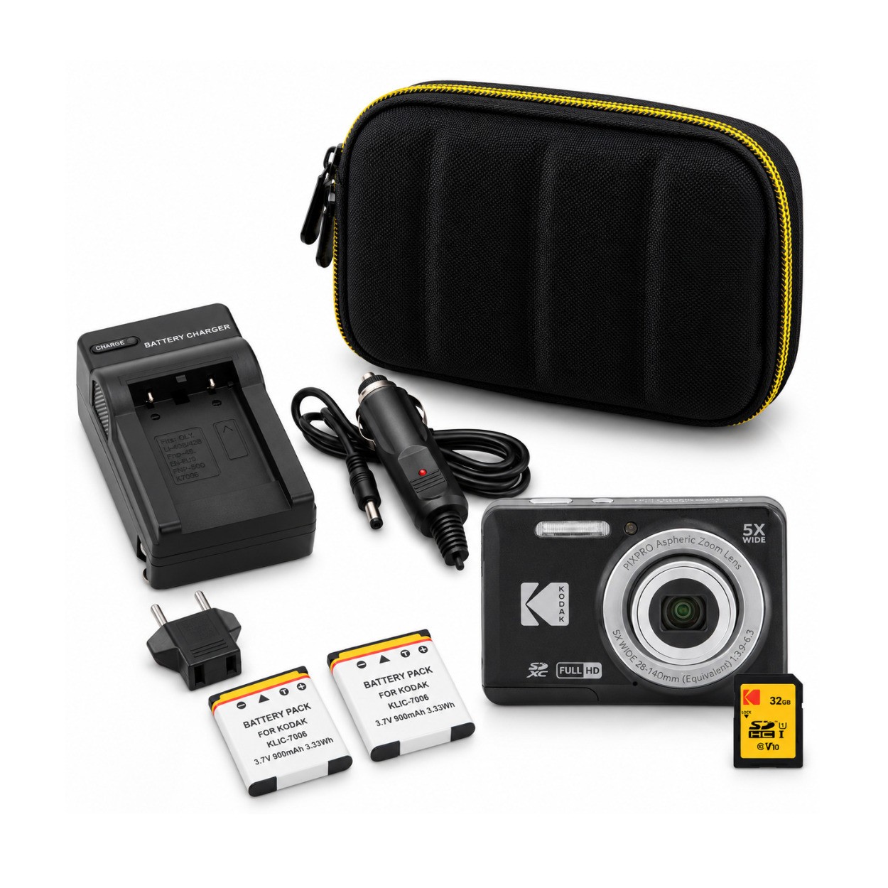Kodak PIXPRO Friendly Zoom FZ55 Digital Camera (Black) Bundle with Accessories