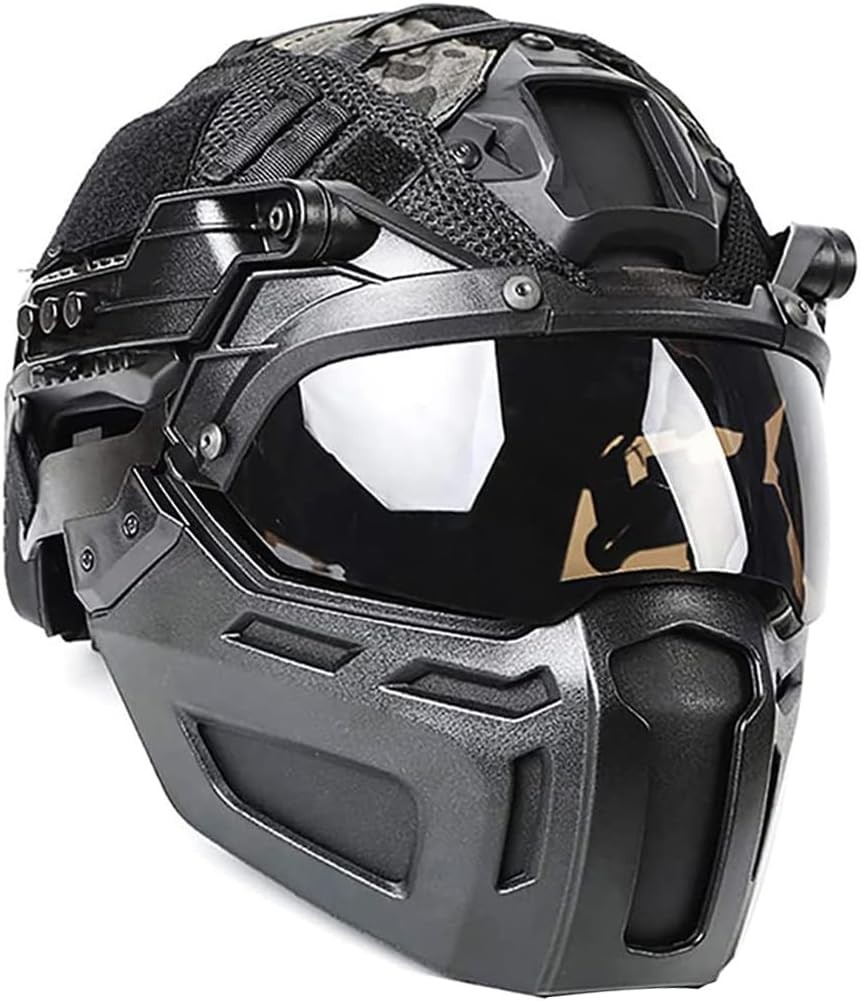 Tactical Fast Airsoft Helmet with Full Face Mask Adjustable Cover G Includes