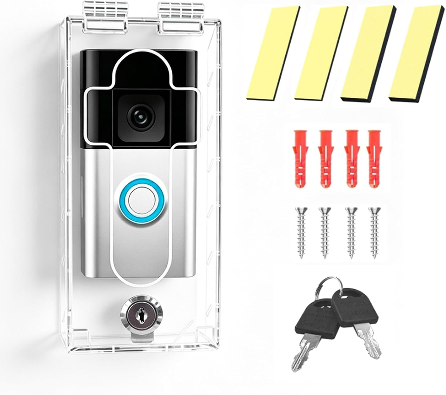 Outdoor Weatherproof Anti-Theft Doorbell Lock Box for Ring, High Transparent Acr