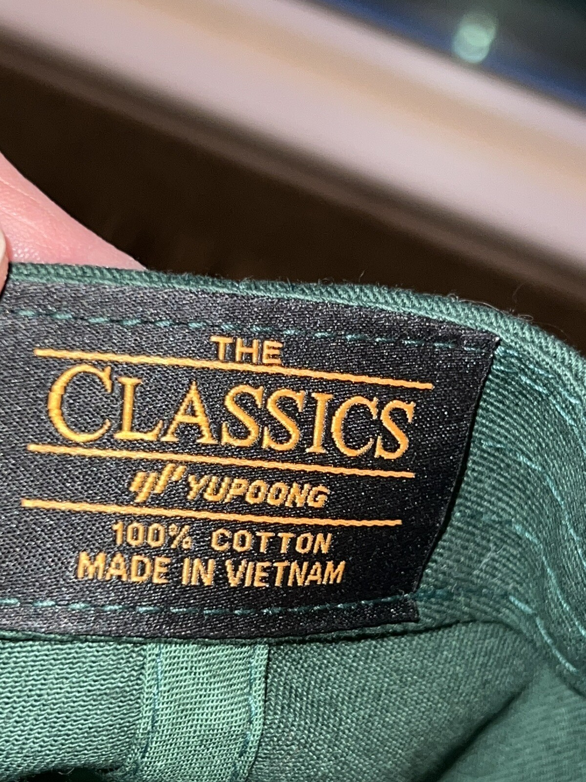 Green w White Rabbit Bunny embroidered hat Strap Buckle Cotton EUC